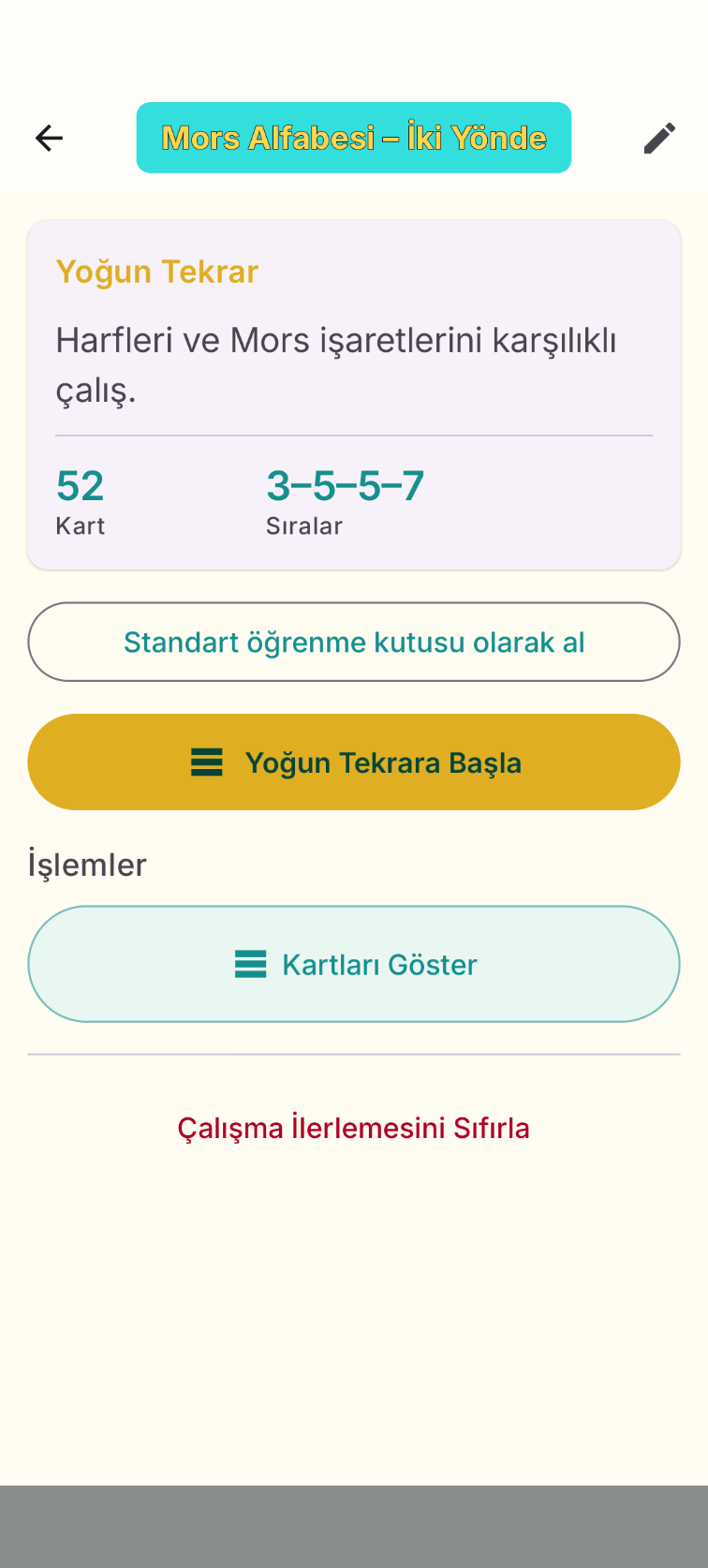 Yoğun Tekrar ders sayfası